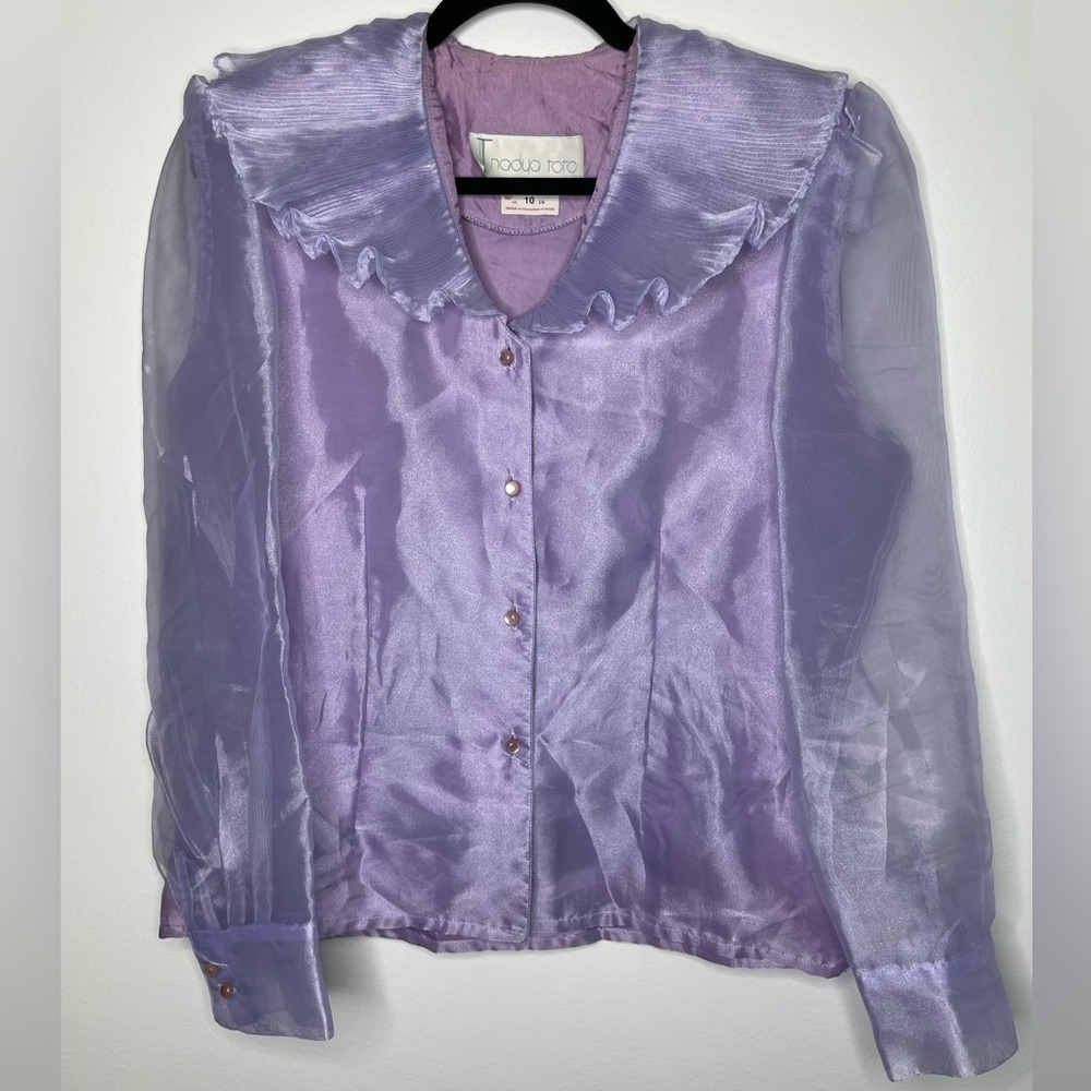 VINTAGE Nadya Toto iridescent organza blouse